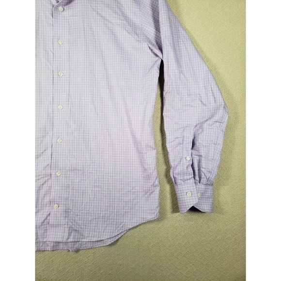 Lorenzouomo The Perfect White Shirt Mens 16 Plaid Trim Fit Button Up Long Sleeve - Picture 5 of 12